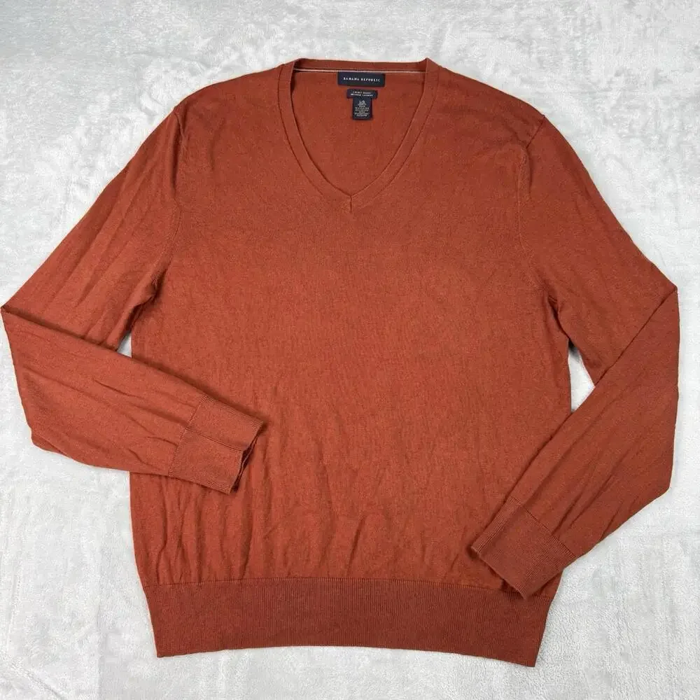 Banana Republic Sweater Luxury Blend V-Neck Cashmere Cotton Silk Size L Casual